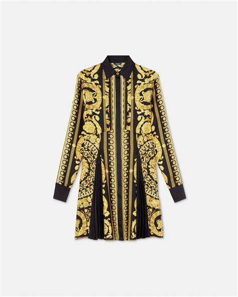 Wild Barocco Silk Midi Shirt Dress 